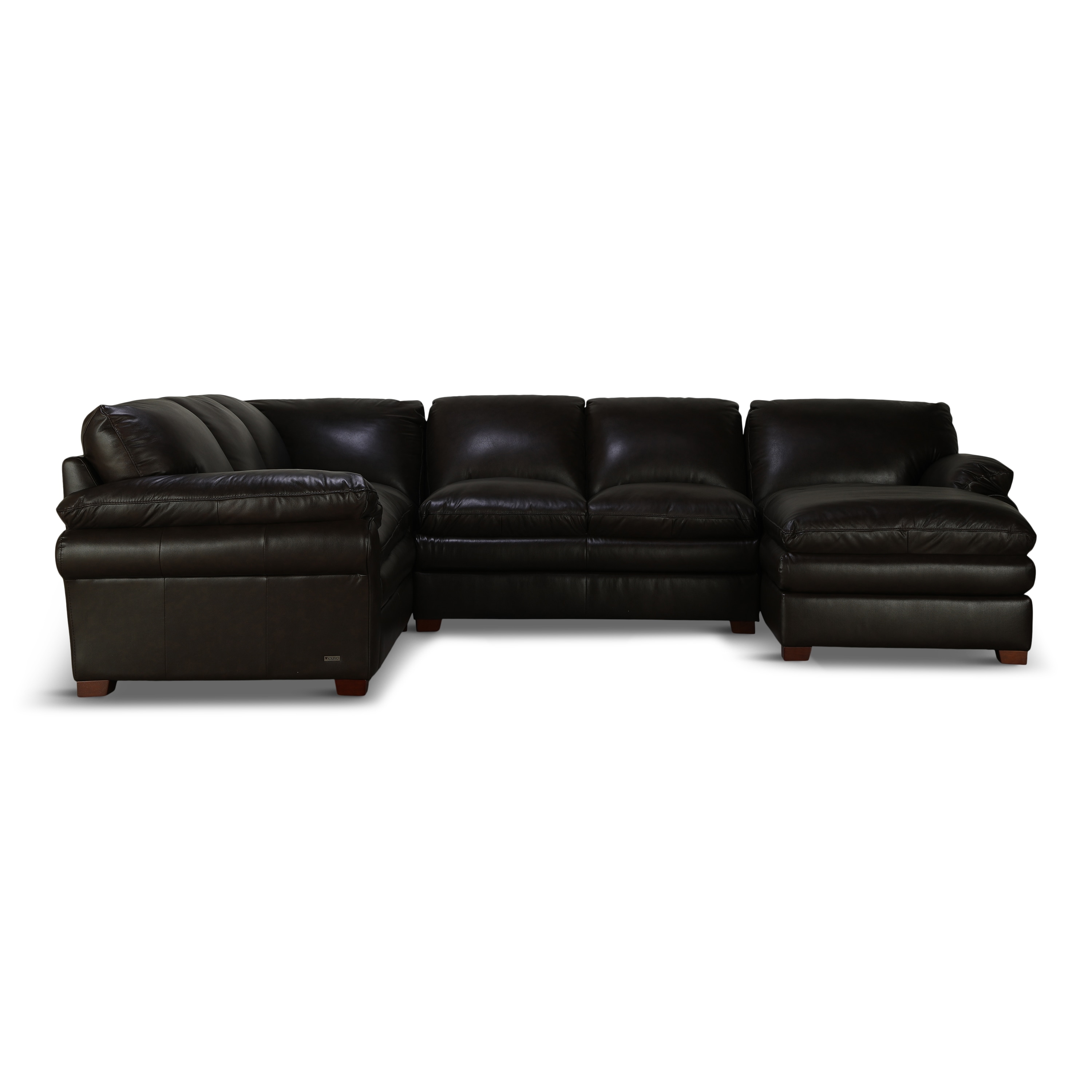 Rowan Brown Leather 3 Piece Sectional, Leather 3 Piece Sectional