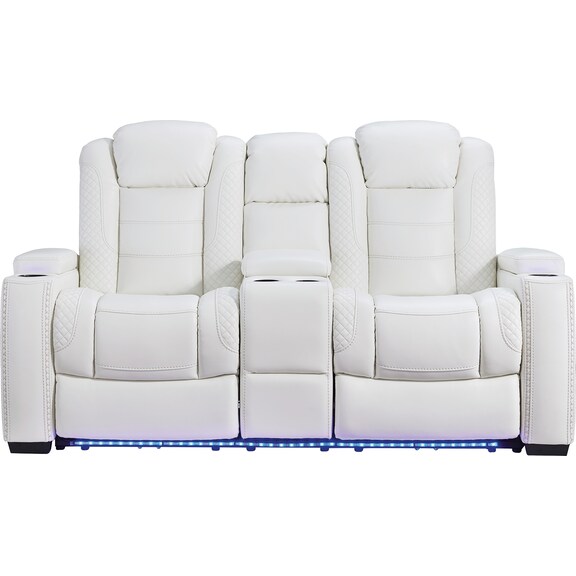 Living Room Furniture - Party Time Power Reclining Loveseat with Console