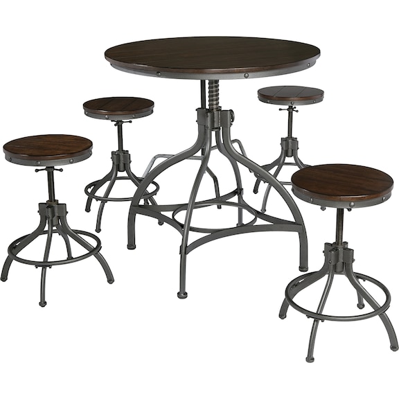 Dining Room Furniture - Odium Counter Height Dining Table and Bar Stools (Set of 5)