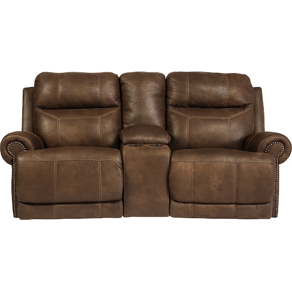 Living Room Furniture - Austere Reclining Loveseat with Console