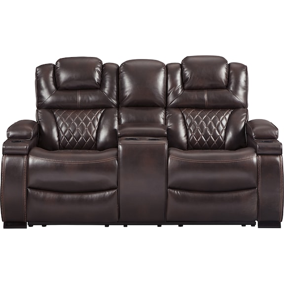 Living Room Furniture - Warnerton Power Reclining Loveseat with Console