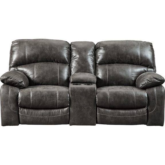 Living Room Furniture - Dunwell Power Reclining Loveseat with Console