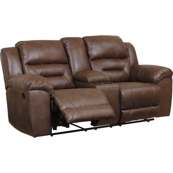 Living Room Furniture - Stoneland Reclining Loveseat with Console