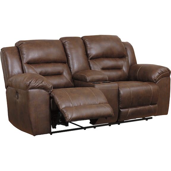 Living Room Furniture - Stoneland Power Reclining Loveseat with Console