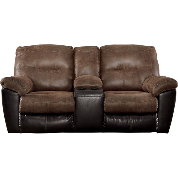 Living Room Furniture - Follett Reclining Loveseat with Console