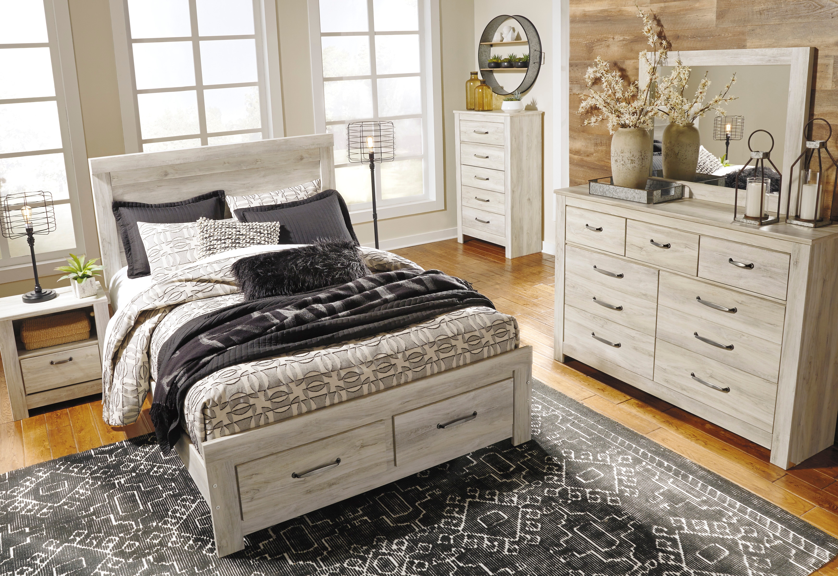 bellaby queen platform bed with 2 storage drawers