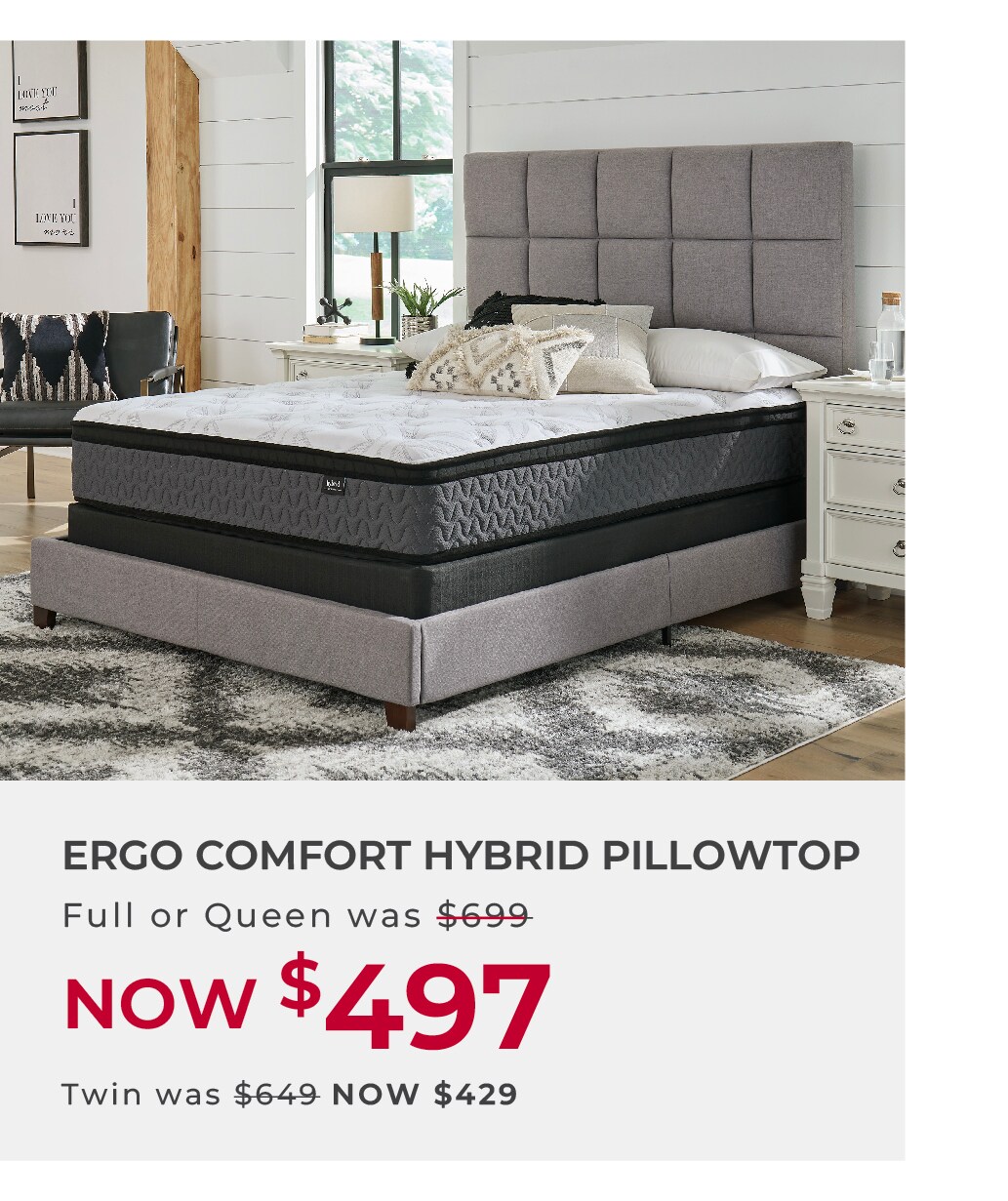 Shop Ergo Comfort Hybrid Pillowtop mattress deals.