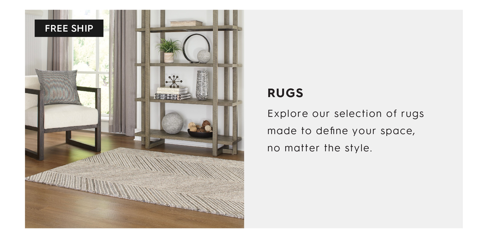 Graphic of beige area rug. Shop rugs now.