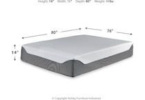 inch chime elite memory foam dimension schematic m  