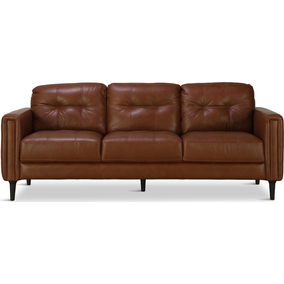 alaric brown st stationary leather sofa   