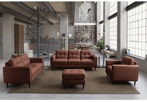 alaric brown st stationary leather loveseat   