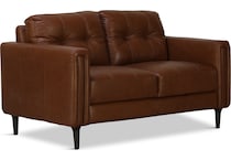 alaric brown st stationary leather loveseat   