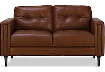 alaric brown st stationary leather loveseat   