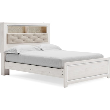 Altyra King Panel Bed with Upholstered Bookcase Headboard