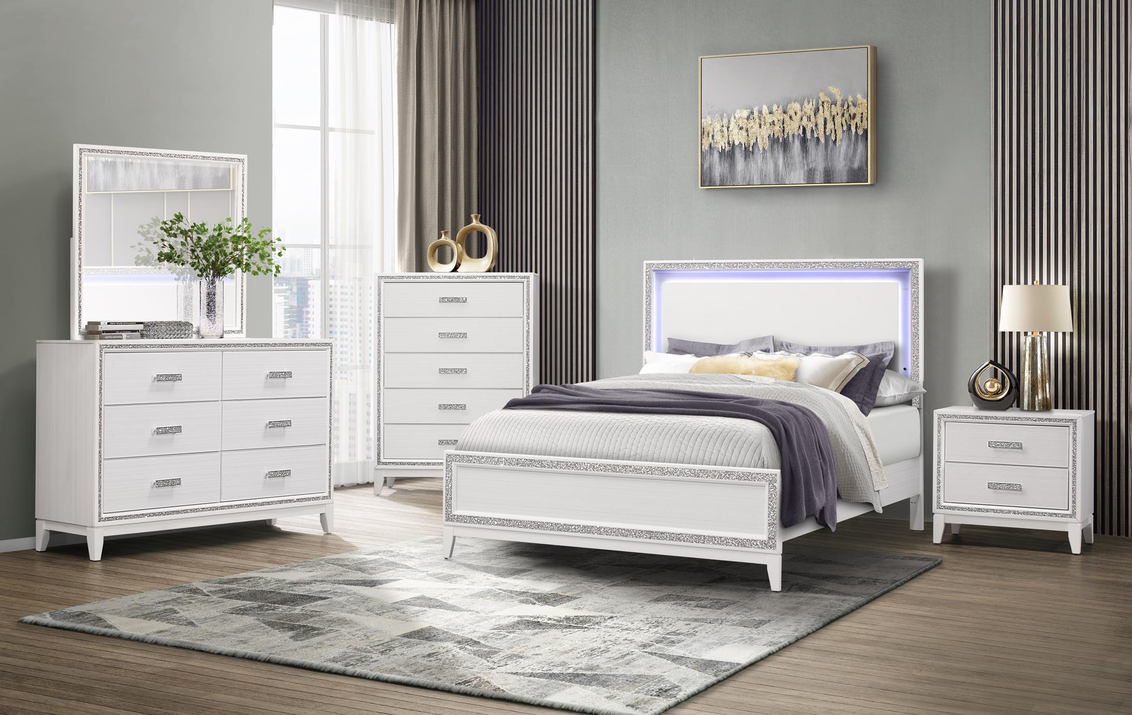 White glam online bedroom set