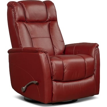 Anakin Red Leather Swivel Glider Recliner