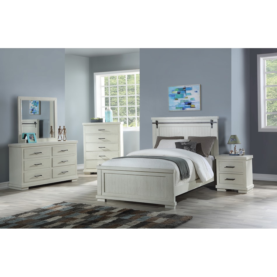 andover youth white  piece full bedroom set rm  
