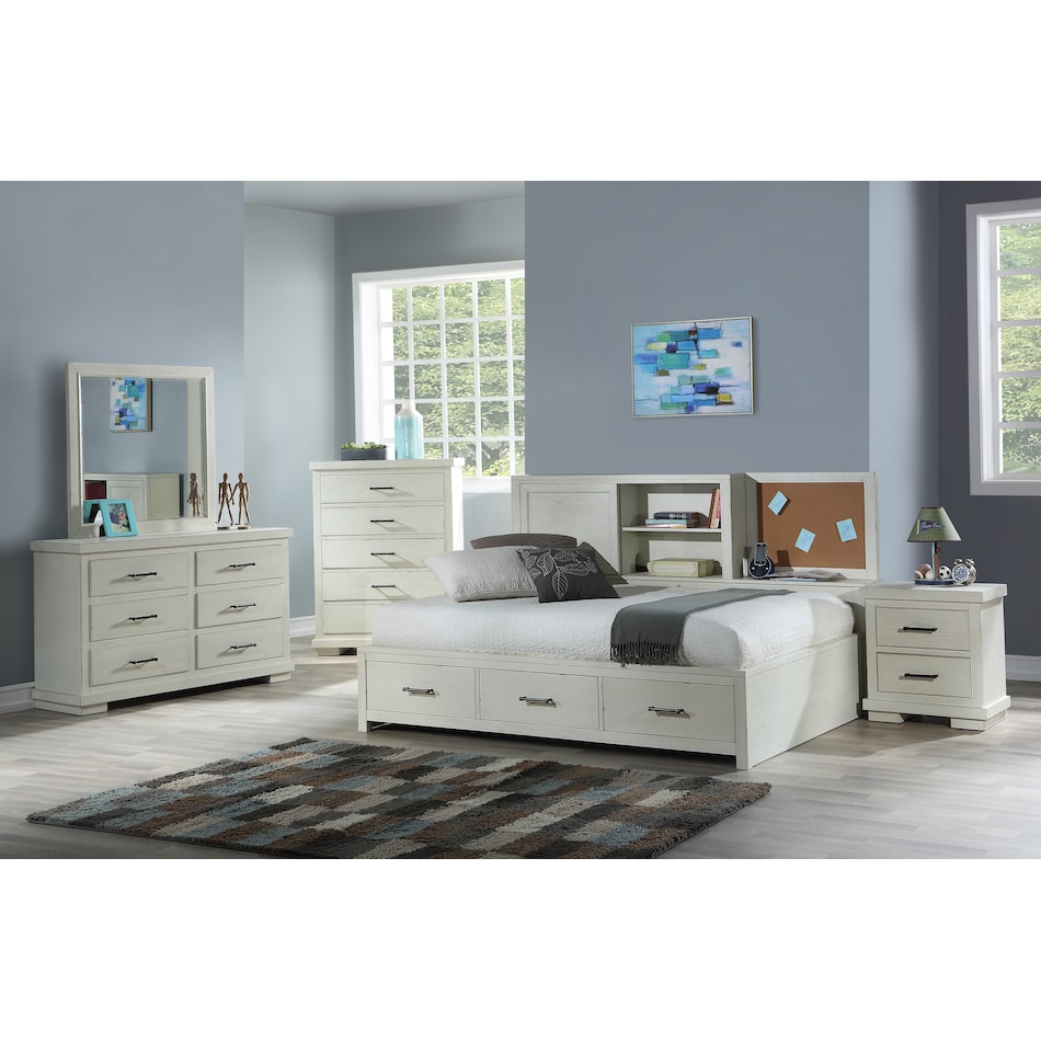 andover youth white  piece twin storage bedroom set rm  