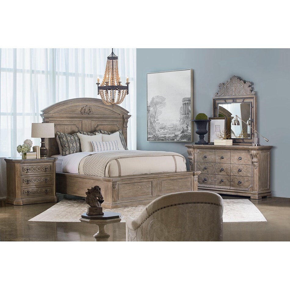 arch salvage brown king panel bed p  