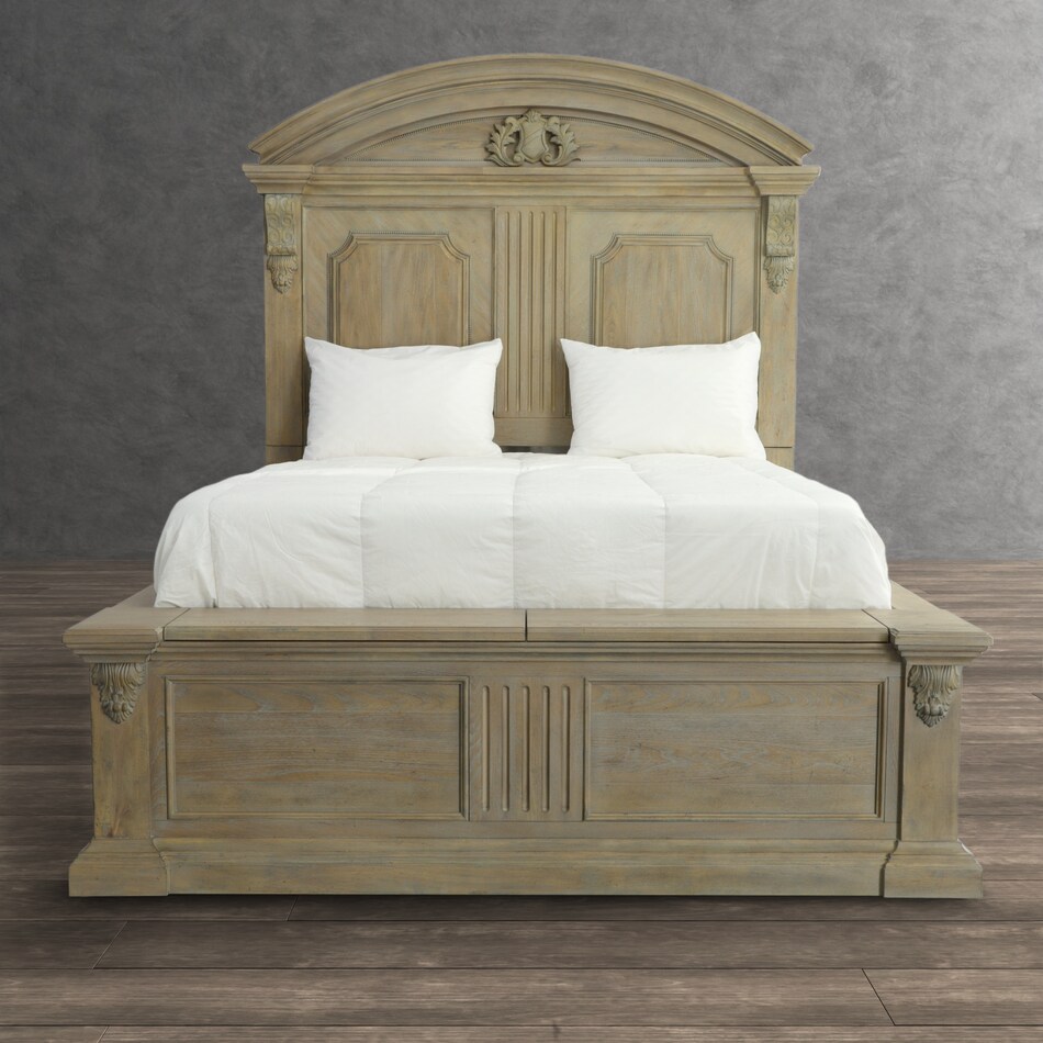 arch salvage brown queen panel bed p  