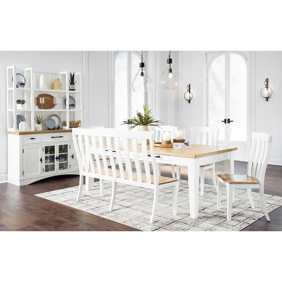 ashbryn natural   white dr dining table reg hgt d   