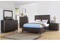 ashford dark grey  piece king storage bedroom set rmk  