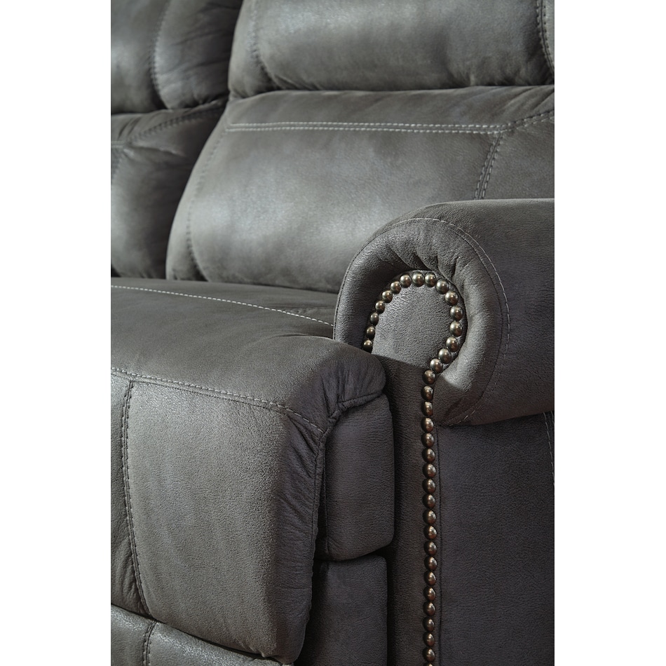 austere gray reclining sofa   