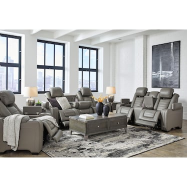 Backtrack Power Recliner Loveseat With Console and Adjustable Headrest