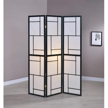 Katerina 3-panel Folding Floor Screen Black and White