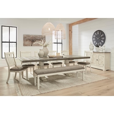 Bolanburg Extendable Dining Table with 4 Chairs and 65-Inch Bench