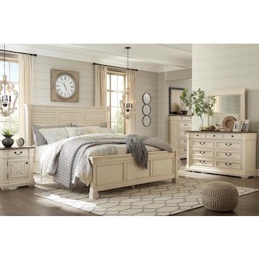 Bolanburg King Panel Bed with Louvered Headboard
