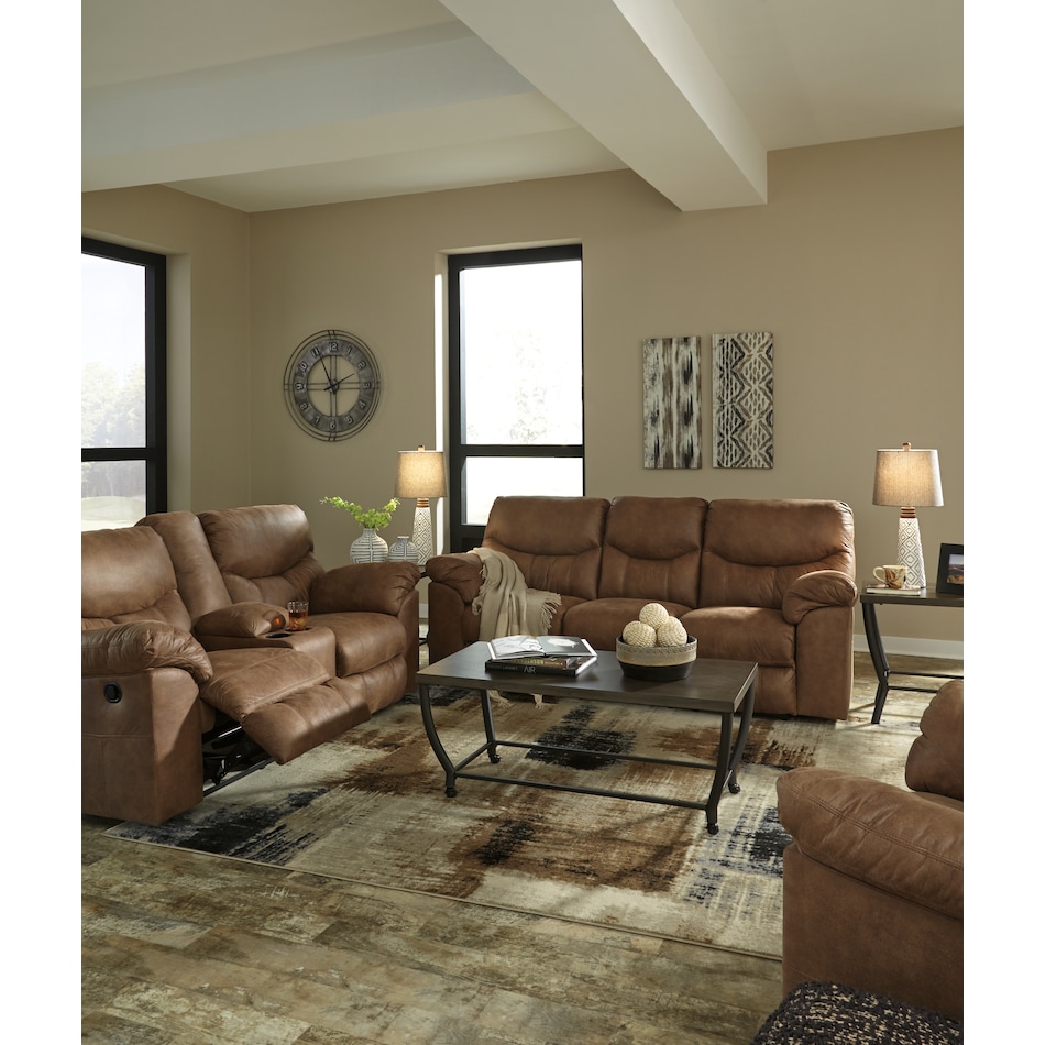 boxberg living room brown reclining sofa   