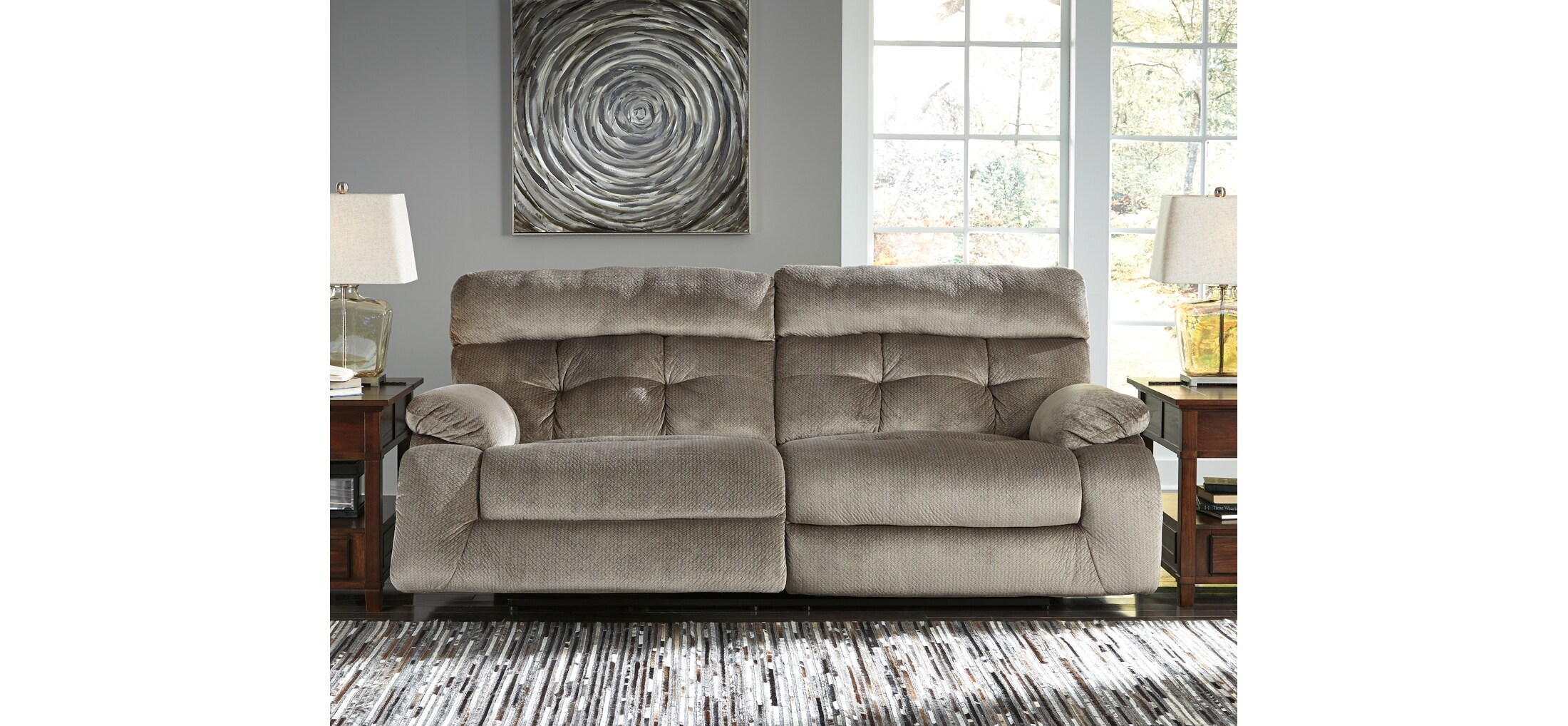 brassville reclining loveseat with console