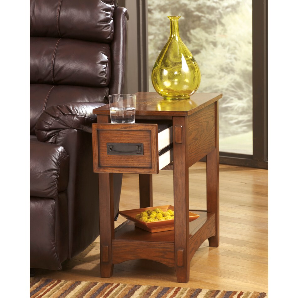 breegin brown chairside table t   