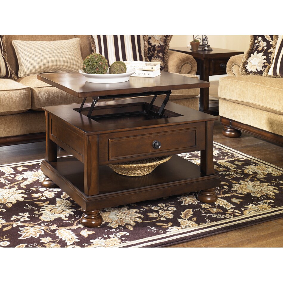 brown lift top coffee table t   