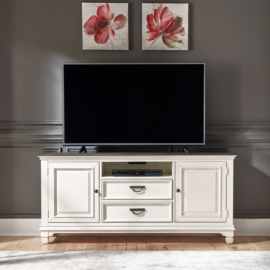 caden white tv console   