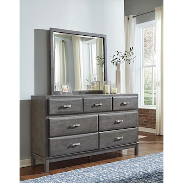 Caitbrook 7 Drawer Dresser and Mirror