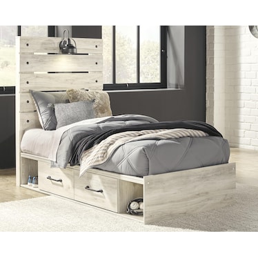 Cambeck Twin Panel Bed with 4 Storage Drawers and 4 Cubbies