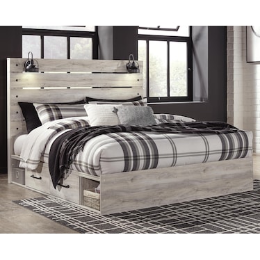Cambeck King Panel Bed with 4 Storage Drawers and 4 Cubbies