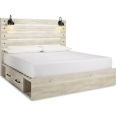 Cambeck King Panel Bed with 2 Storage Drawers and 2 Cubbies