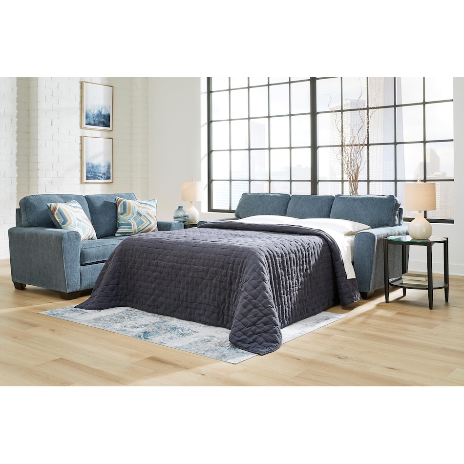 cashton living room blue st feo stationary fabric sleeper   