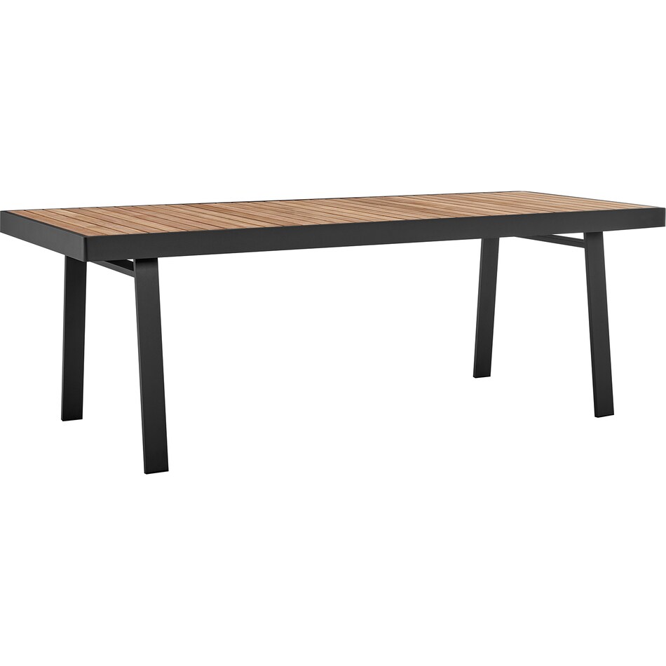 Nofi Outdoor Patio Dining Table in Charcoal Finish with Teak Wood Top ...