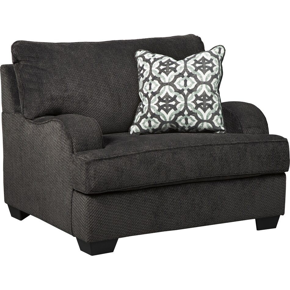charenton living room black chair and a half   