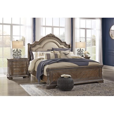 Charmond Queen Sleigh Bed With Upholstered Headboard