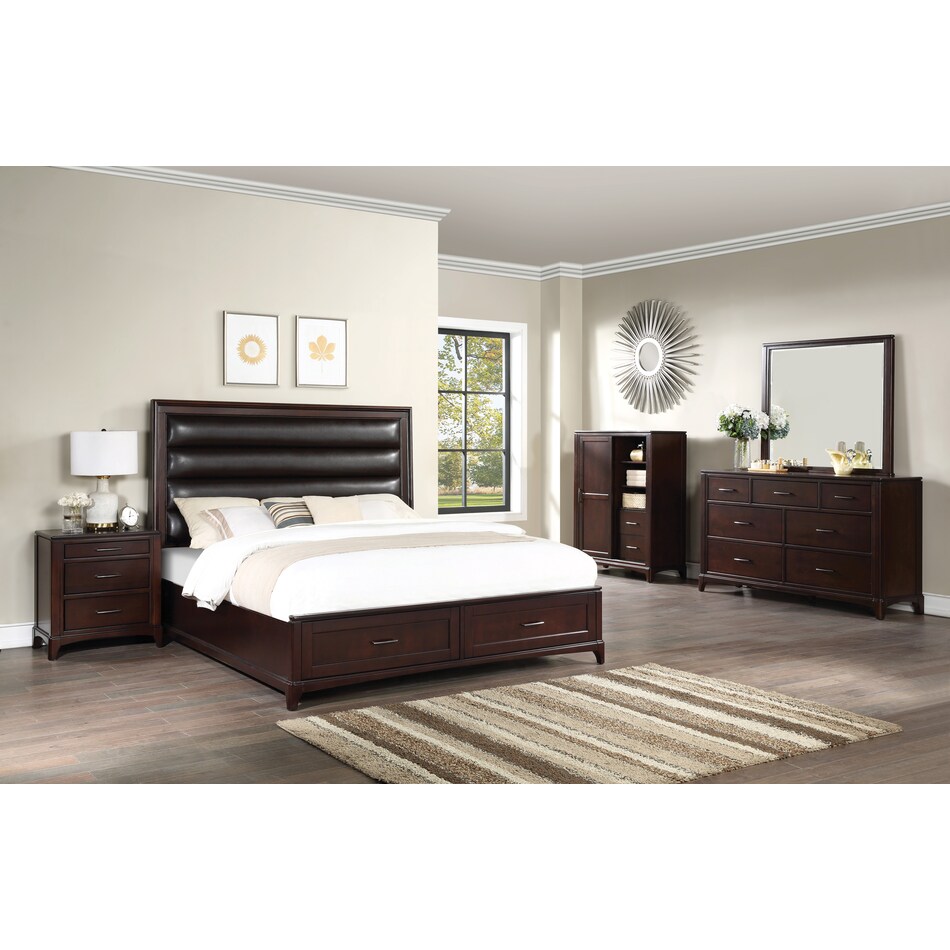 chelsea dark brown  piece queen bedroom set rmq  