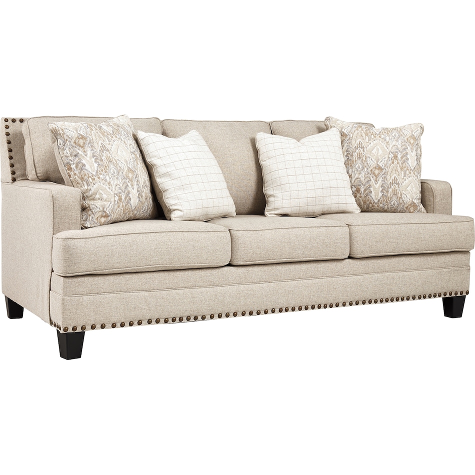 claredon neutral st stationary fabric sofa   