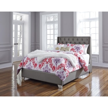 Coralayne Full Vinyl Upholstered Bed with Faux Diamond Tufting