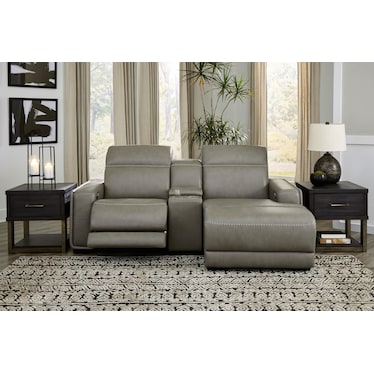 Correze 3-Piece Dual Power Leather Reclining Modular Sectional with Console and Chaise