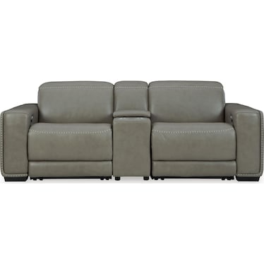 Correze 3-Piece Dual Power Leather Reclining Modular Loveseat with Console