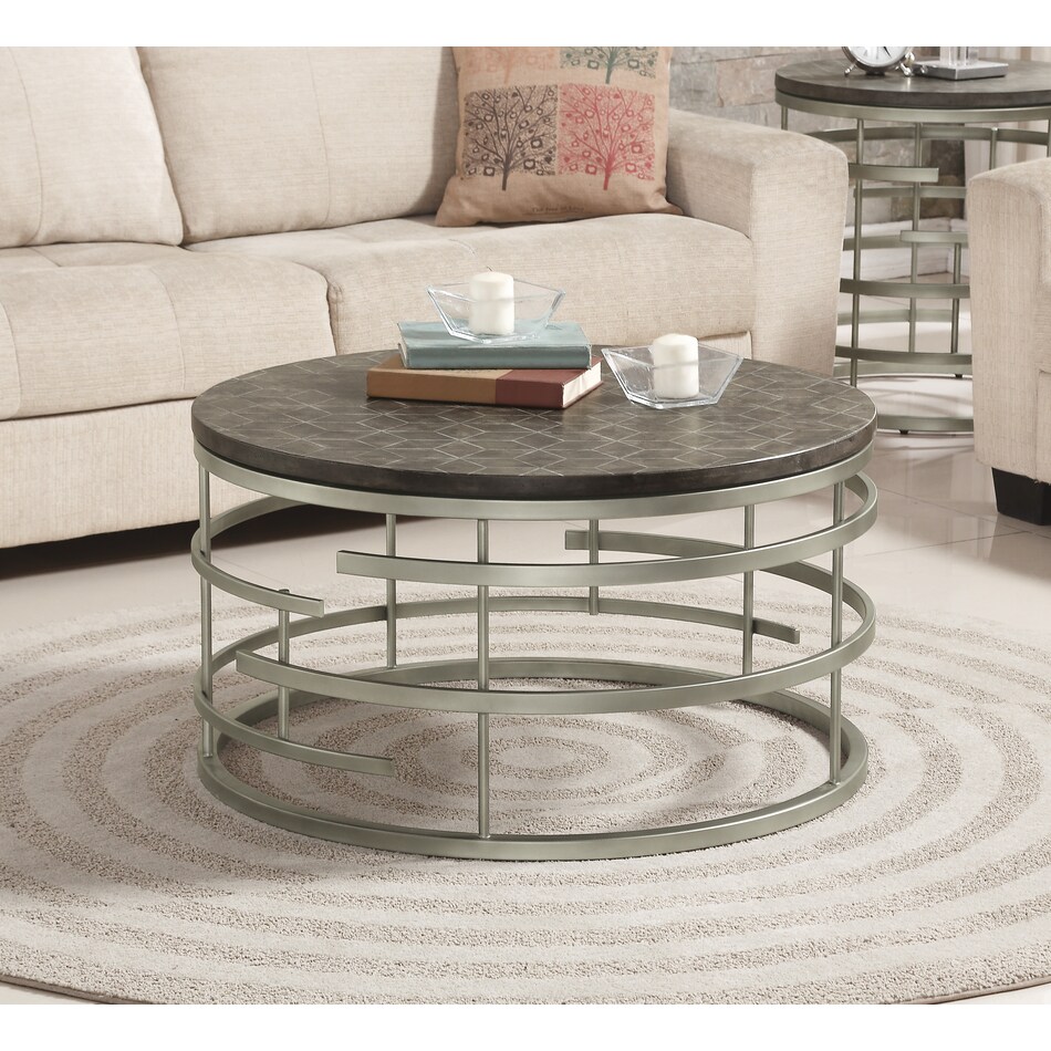 cosette antique concrete round coffee table   